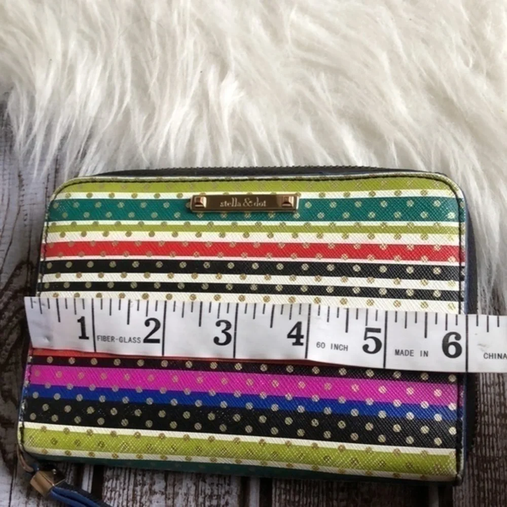 Stella & Dot polka dot striped wallet